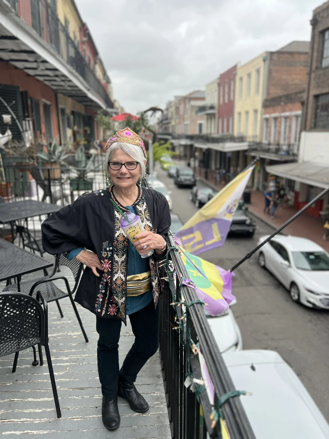 The upstairs balcony overlooking Decatur Street